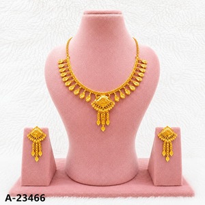 Ensemble collier et boucles d'oreilles en alliage de zinc plaqué platine pour femmes, bijoux ethniques tendance pour mariage et anniversaire A-23460 - Product Image 6