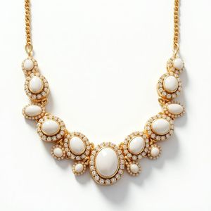 Collier artisanal blanc multi-formes 16 pouces, collier statement épais en CZ, bijoux en argent sterling plaqué or - Product Image 5