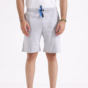 Shorts en coton gris uni pour homme, taille mi-haute, cordon élastique, décontracté, respirant, tricoté, ensemble de shorts pour homme - Product Image 4