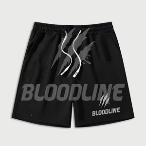 Pantalones Cortos Deportivos Negros de Secado Rápido para Hombre, Cintura Media Elástica, Logotipo Estampado en la Parte Delantera, Estilo Casual - Product Image 4