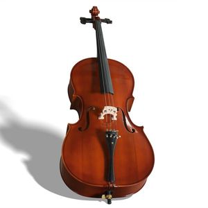 Full Side 4/4 Cello Set with Natural Color Spruce Panel Tiger Pattern Process Bag Bow Rosin Bridge Strings - Product Image 3