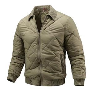 Blouson Bomber Homme à Capuche avec Fermeture Éclair, Coupe-Vent, Rembourrage Épais en Polyester, Décontracté, Automne, Coupe Slim, Couleur Unie - Product Image 1