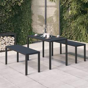 Ensemble de salle à manger de jardin de taille moyenne en acier noir et composites bois-plastique – Mobilier d'extérieur élégant - Product Image 1