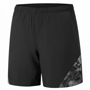 Men's White Black Color Blocked Quick Dry Sport Shorts With Pockets <b>Elastic</b> Waist Mid Rise Short Length - Product Image 3