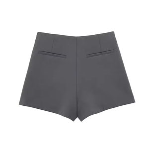 Shorts en cuir pour femmes, tendance, avec boucle réglable, fermeture éclair, en véritable peau de mouton, personnalisation disponible - Product Image 5