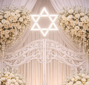 ประตูไฟเบอร์ธีมงานแต่งงานแบบยิว ดีไซน์ประณีต สำหรับตกแต่งงานเลี้ยงรับรอง ใช้งานกลางแจ้ง ทำด้วยมือ ทนทาน - Product Image 3