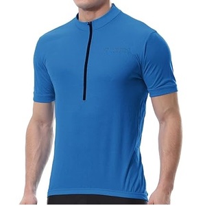 Maillot de cyclisme pour homme à manches courtes, couleur bleue, fermeture éclair, design personnalisé OEM, respirant, pour équipe de vélo de route. - Product Image 1