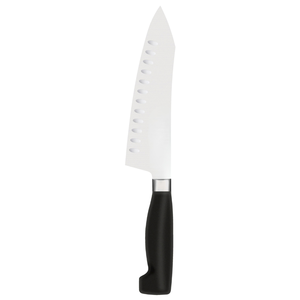 Cuchillos Santoku con Hoja Ovalada Plateada y Diseño de Hoyuelos, Mango Negro Contorneado para Cortar Cebollas, Picar Verduras y Preparación de Alimentos - Product Image 3