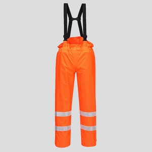 Combinaison de travail orange haute visibilité avec bandes réfléchissantes et bretelles réglables pour usage industriel - Product Image 1