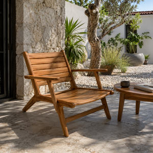 Sillón de Relax Moderno de Madera de Teca Sólida, Silla de Descanso para Interiores y Exteriores, Silla Decorativa para Villa, Resort, Hotel, Patio - Product Image 5