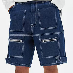 Pantalones Cortos de Mezclilla Personalizados para Hombre, Pantalones Cortos de Mezclilla Rectos y Holgados de Verano, Pantalones Cortos Casuales de Algodón Transpirable con Bolsillos, Fabricante OEM - Product Image 1