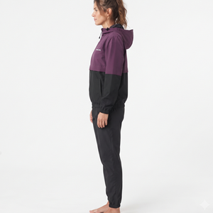 Women's Regular Fit Nylon Color Block Quarter <b>Zip</b> <b>Hooded</b> Tracksuit Matching Athletic Pants Casual Sportswear Set - Product Image 4