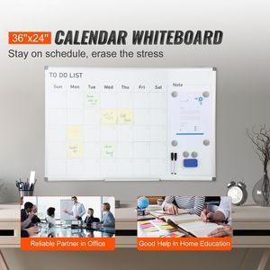 36 X 24 Inches Magnetic Dry Erase Monthly Planner Calendar Board <b>Whiteboard</b> <b>Wall</b> 1 Magnetic Erase - Product Image 2