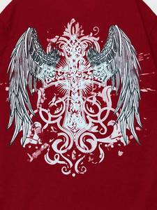 Camisetas de Algodón Rojas para Hombre, Diseño Minimalista Cruzado, Talla Grande, 300GSM, Estilo Urbano, Logotipo Personalizado, Tela Suave, Camisetas Casuales - Product Image 4