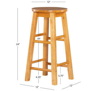 Taburete Redondo Moderno de Madera Maciza para Bar, Comedor, Taller y Hogar - Product Image 5