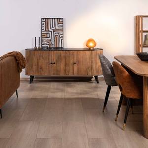 Vandana Autumn Origin 3-door <b>sideboard</b> in solid acacia wood, black top and legs Boogie - Product Image 1