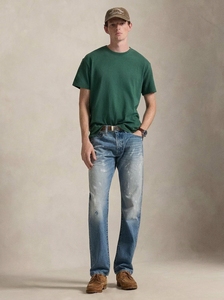 Camiseta de algodón de manga corta con cuello redondo para hombre, color verde, corte regular, informal, de color sólido, tejido de punto. - Product Image 2