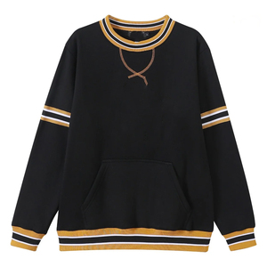 อัลฟ่าขายส่ง |   ฟี |   เสื้อสเวตเชิ้ตผู้ชายอัลฟ่า เอ็มโบรดิรี ฟราตเตอร์นีตี้ |   เสื้อคอกลมปักลายแถบสำหรับผู้ชายแบบสั่งทำพิเศษ - Product Image 1