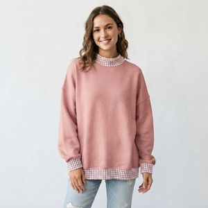 Women Oversized Mockneck Sweatshirt Casual Loose Fit Pullover <b>Long</b> <b>Sleeve</b> Streetwear <b>Top</b> Customized Logo Printing - Product Image 1