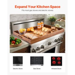 Acacia Wood Cutting Board with Built-in Hand <b>Kitchen</b> <b>Storage</b> Noodle Board Stove Cover for Gas Burner Electric Stove Top - Product Image 6