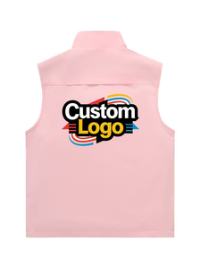 Asian Size Unisex Casual Loose-Fit Workwear Vest Sleeveless Pattern Solid Color Stand-Up Collar Multi-Pocket Vest Workwear - Product Image 3