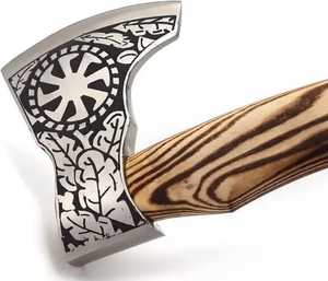 Hacha Vikinga Tomahawk de Acero Inoxidable Hecha a Mano de Alta Calidad, Diseño Más Popular con Mango de Madera y Funda de Cuero - Product Image 2