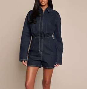 Ladies Denim Romper <b>Jumpsuit</b> Stylish Jean One Piece Casual Summer Clothing Wholesale Supplier Playsuit Overalls with <b>shorts</b> - Product Image 2
