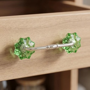 Crystal Green Bar Handle for Kitchen Cabinet and <b>Wardrobe</b> Modern Style Silver <b>Hardware</b> Fitting Eco-Friendly - Product Image 3
