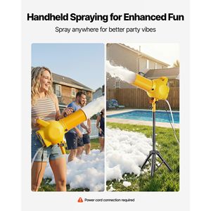 เครื่องทำโฟมพ่นมือถือสำหรับงานปาร์ตี้ สร้างฟองโฟมหนาแน่น พร้อมโครงสร้างสามเหลี่ยม และพัดลมเป่าฟอง - Product Image 3