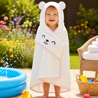 Toalla de baño con capucha para bebé, ultra lujosa, de algodón, con bordado, sostenible, premium, súper suave, con estampado animal y orejas.