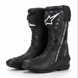 Botas de Motocicleta Impermeables hasta la Rodilla para Hombre, Personalizadas, con Certificación CE, para Todas las Estaciones, Estilo Deportivo, Color Negro - Product Image 1