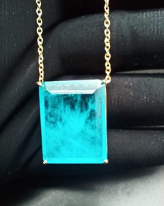 Collier pendentif en quartz bleu aqua, bijoux en pierres précieuses naturelles, collier en pierre de guérison fait main, cadeau - Product Image 6
