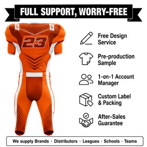 Ensemble d'uniformes de football américain sublimés sur mesure, col en V, manches courtes, tissu respirant, pantalon ajusté, adulte - Product Image 2
