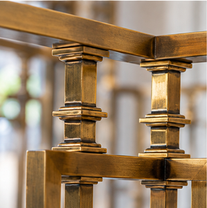 Geometric Bronze Metal Stair Railing with Open Rectangle Balusters for Modern Villas Hotels and Interiors - Product Image 4