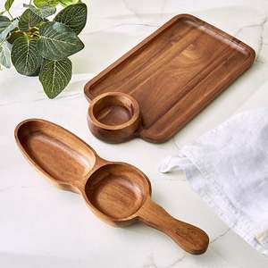 Bol à chips et à sauce en bois d'acacia, fabrication artisanale, nouveau design, de la marque Chefs Pride - Product Image 4