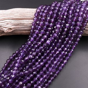 Perles rondes en améthyste naturelle, double cœur, taille étoile, facettées, 6 mm, 8 mm, 10 mm, pour la création de bijoux - Product Image 4