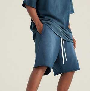 Shorts en molleton de coton personnalisés avec logo pour hommes, délavés à l'acide, style streetwear décontracté d'été, en French Terry, vente en gros OEM - Product Image 5