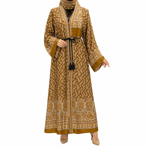 Premium Elegant Pashmina Abaya for Women | Traditional Paisley Print Breathable Lightweight <b>Ankle</b> Length Long Sleeve Prayer Wear - Product Image 4