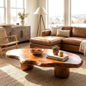 Luxali Wooden Live edge coffee <b>table</b> art sculpture solid wood center <b>table</b> handmade furniture decoration - Product Image 3