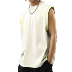 เสื้อกล้ามยูนิเซ็กส์แบรนด์เทรนดี้สำหรับผู้ชาย สีพื้น แห้งเร็ว สวมใส่สบายๆ ในฤดูร้อน ไม่มีปก ผลิตจากผ้าโพลีเอสเตอร์ถัก - Product Image 4