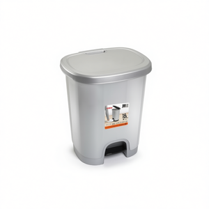 CUBO PEDAL 18L, Cubo de Basura Plateado con Tapa Abatible, Contenedor de Residuos Premium - Product Image 1