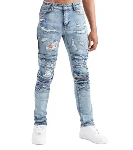 Custom Destroyed Denim Jeans Ripped Skinny Dongguan Men Monkey Pants Quantity Cotton OEM Customized Spring Spandex