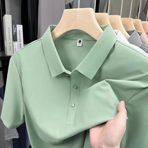 T-shirt d'été pour homme en soie glacée de haute qualité, sans repassage, sans coutures, couleur unie, style décontracté chic - Product Image 4