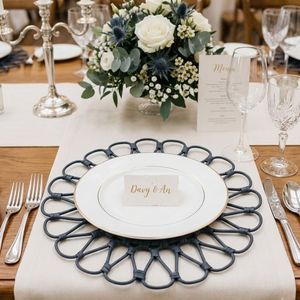 Charger Plates Wedding Rattan Flower Design Customer Favorite Vintage Vibes Wedding Table Setting - Product Image 4