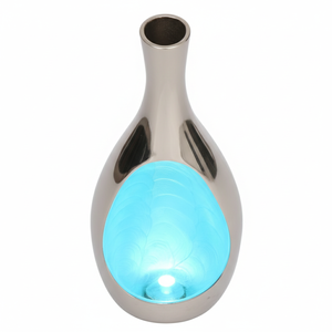 Florero de Metal Plateado con Luces LED, Diseño Elegante en Forma de Lágrima, Hecho a Mano, Decoración Moderna para el Hogar, Pieza Única - Product Image 1