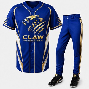 Tenues de baseball pour équipes adultes, sublimées, maillot et short, personnalisables, col en V, 100% polyester, respirantes, antibactériennes, pour l'été - Product Image 5