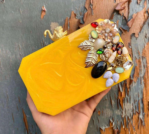 Bolso de mano de resina y piedras preciosas de estilo moderno, último diseño para bodas y fiestas, bolso de resina creativo, bolso de mano de resina BY MULTI - Product Image 3