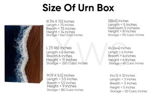 Urne funéraire artisanale en bois de rose pour cendres, boîte commémorative en bois motif vague océanique, souvenir - Product Image 2