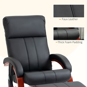 Poltrona Reclinabile Elettrica Girevole con Poggiapiedi, 10 Punti di Massaggio Vibrante, in Ecopelle Nera, Telecomando per il Massimo Comfort - Product Image 6