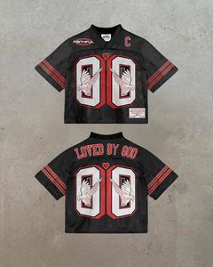 Custom American Football Jersey <b>Black</b> Red Graphic Sports Shirt Oversized Streetwear Team Jersey Custom Logo Number OEM Wholesale - Product Image 4